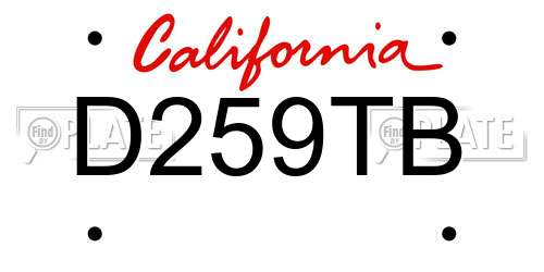D259TB California License Plate