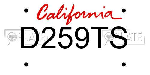 D259TS California License Plate