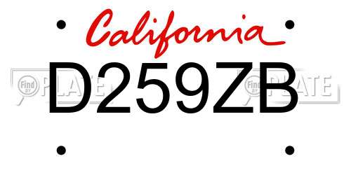 D259ZB California License Plate