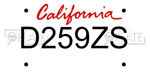 D259ZS California License Plate