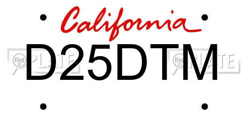 D25DTM California License Plate