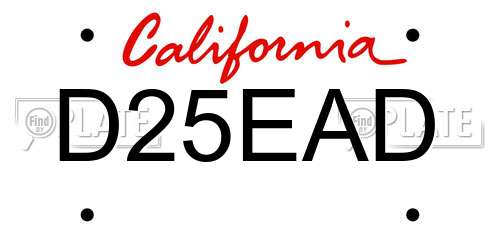 D25EAD California License Plate