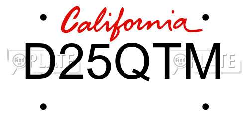 D25QTM California License Plate