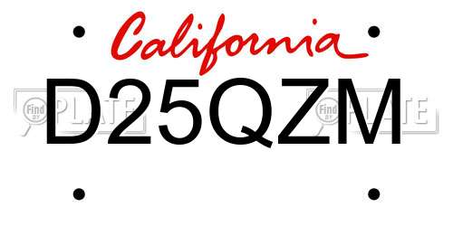 D25QZM California License Plate