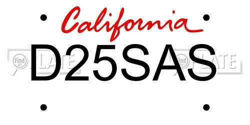 D25SAS California License Plate
