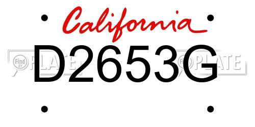 D2653G California License Plate