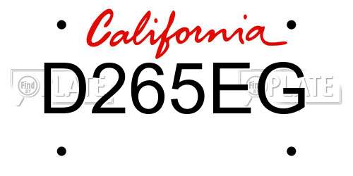 D265EG California License Plate