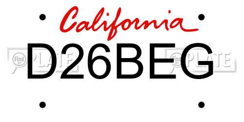 D26BEG California License Plate