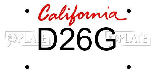D26G California License Plate