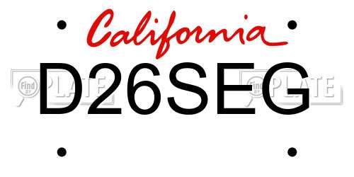 D26SEG California License Plate
