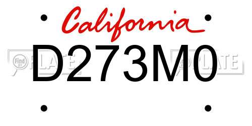 D273M0 California License Plate