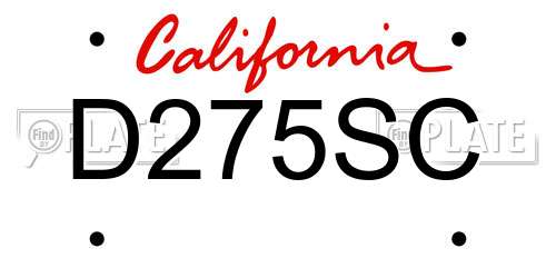 D275SC California License Plate