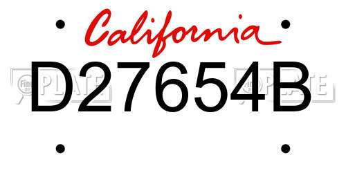 D27654B California License Plate