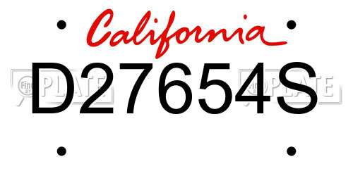 D27654S California License Plate
