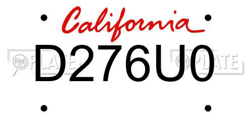 D276U0 California License Plate