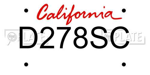 D278SC California License Plate