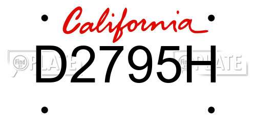 D2795H California License Plate