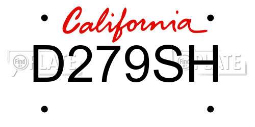D279SH California License Plate