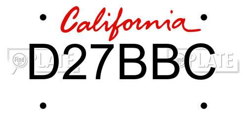 D27BBC California License Plate