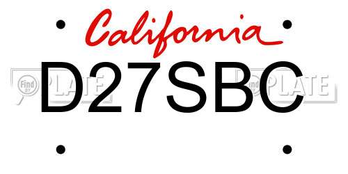 D27SBC California License Plate