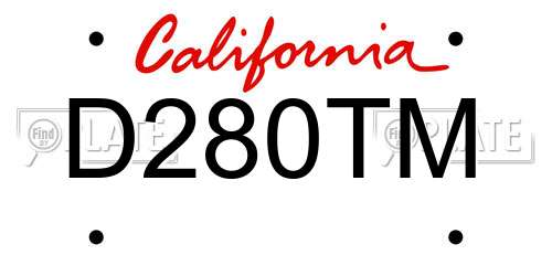 D280TM California License Plate