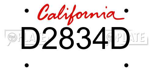 D2834D California License Plate