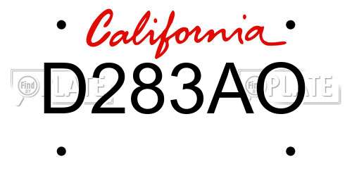 D283AO California License Plate