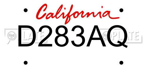 D283AQ California License Plate