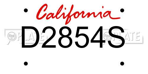 D2854S California License Plate