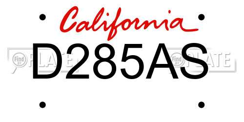 D285AS California License Plate