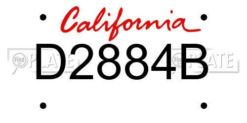 D2884B California License Plate