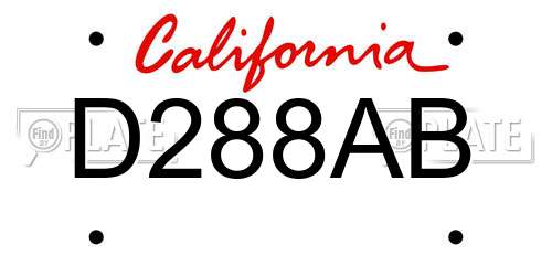 D288AB California License Plate