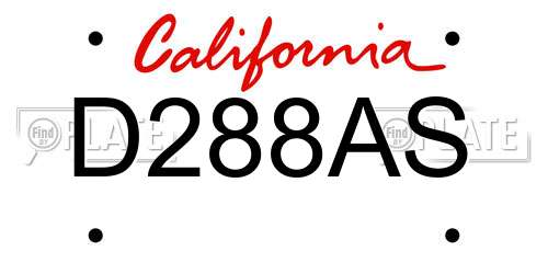D288AS California License Plate