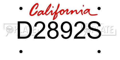 D2892S California License Plate
