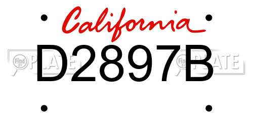 D2897B California License Plate