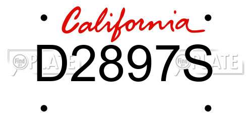 D2897S California License Plate