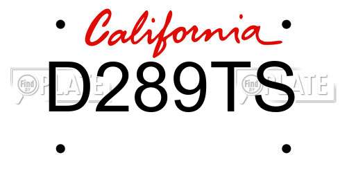 D289TS California License Plate