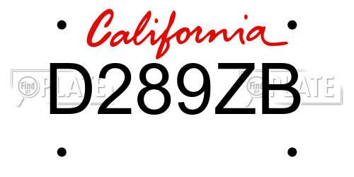 D289ZB California License Plate