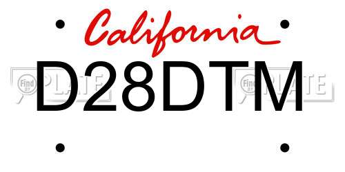 D28DTM California License Plate