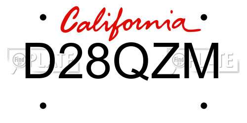 D28QZM California License Plate