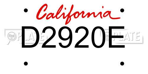 D2920E California License Plate
