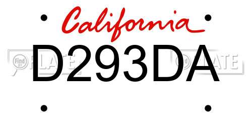 D293DA California License Plate