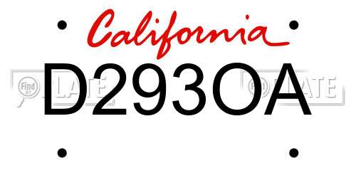 D293OA California License Plate