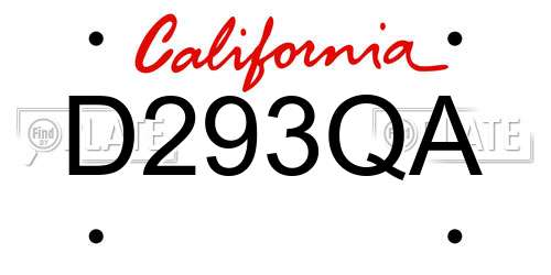 D293QA California License Plate