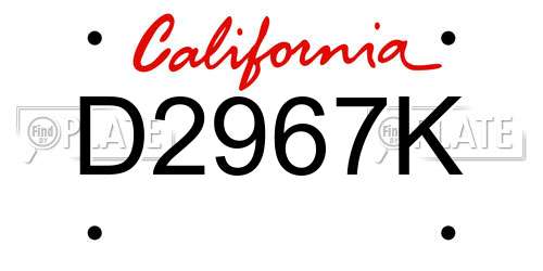 D2967K California License Plate