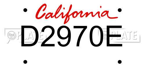 D2970E California License Plate