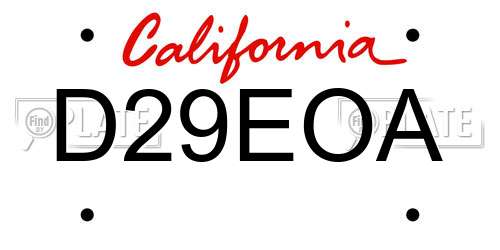 D29EOA California License Plate
