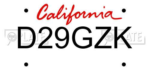 D29GZK California License Plate