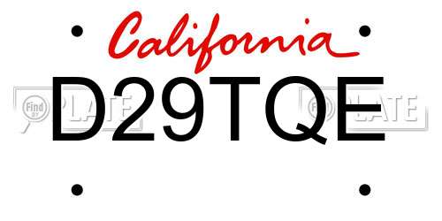 D29TQE California License Plate