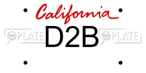 D2B California License Plate